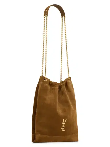 Saint Laurent Women's Jamie Pochon Shoulder Bag in Suede - Caramel Cognac | Thumbnail 6