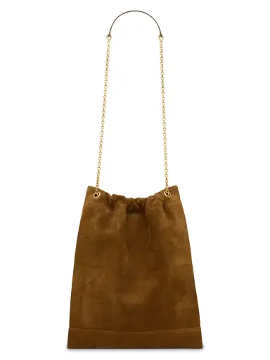 Saint Laurent Women's Jamie Pochon Shoulder Bag in Suede - Caramel Cognac | Thumbnail 7