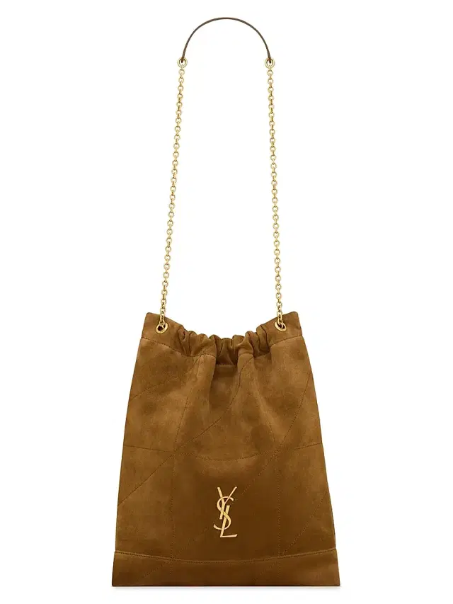 Women's Jamie Pochon Shoulder Bag in Suede - Caramel Cognac