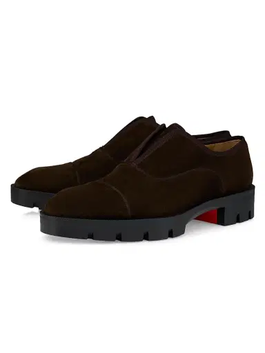 Christian Louboutin Men's Alpha Lion Suede Oxford Shoes - Cafe - Size 12.5 | Thumbnail 2