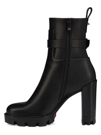 Christian Louboutin Women's Dianouchette 100MM Leather Lug Booties - Black - Size 12 | Thumbnail 3