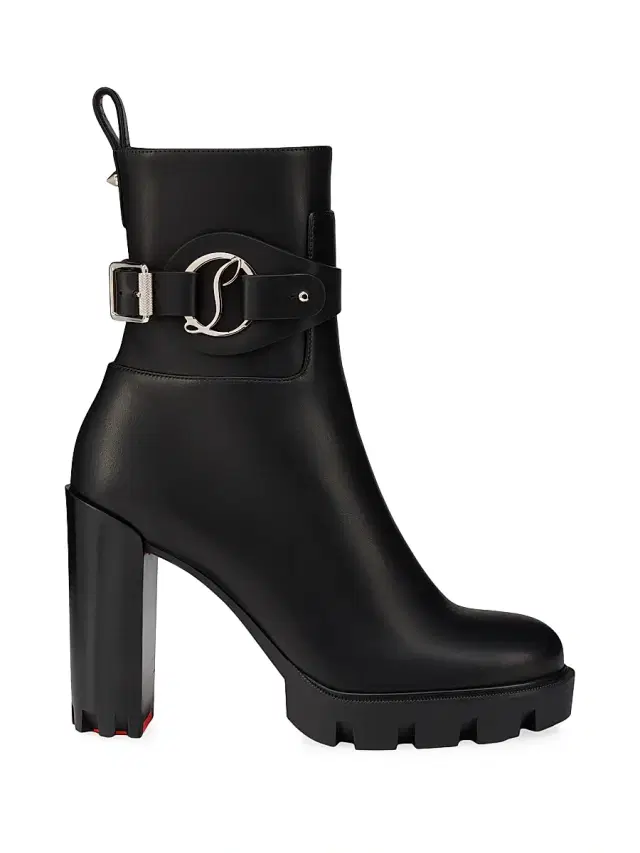 Christian Louboutin Women's Dianouchette 100MM Leather Lug Booties - Black