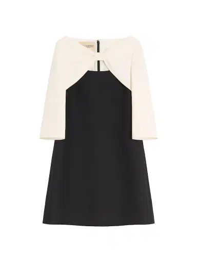 Valentino Garavani Women's Crepe Couture Short Dress - Black Ivory - Size 0 | Thumbnail 1 Valentino Garavani Women's Crepe Couture Short Dress - Black Ivory - Size 0 | Thumbnail 1