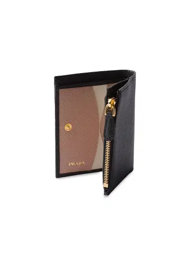 Prada Women's Saffiano Leather Wallet - Black Beige | Thumbnail 3