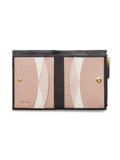 Prada Women's Saffiano Leather Wallet - Black Beige | Thumbnail 4