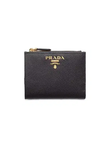 Prada Women's Saffiano Leather Wallet - Black Beige | Thumbnail 1