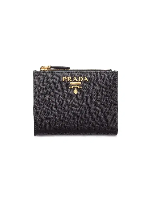Prada Women's  Saffiano Leather Wallet - Black Beige