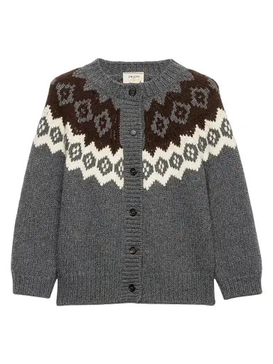 Prada Women's Wool and Cashmere Cardigan - Grey | Thumbnail 1 Prada Women's Wool and Cashmere Cardigan - Grey | Thumbnail 1