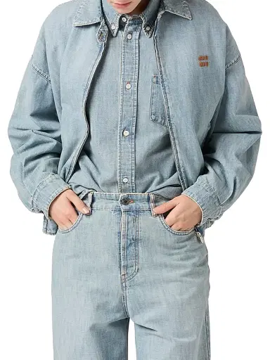 Miu Miu Women's Chambray Shirt - Blue - Size 6 | Thumbnail 2