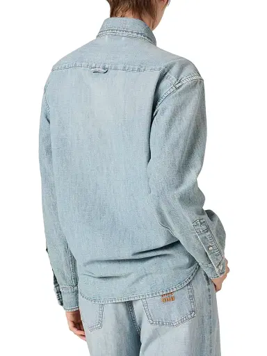 Miu Miu Women's Chambray Shirt - Blue - Size 6 | Thumbnail 3