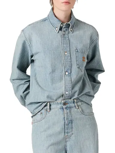 Miu Miu Women's Chambray Shirt - Blue - Size 6 | Thumbnail 4