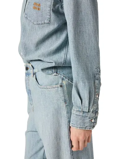 Miu Miu Women's Chambray Shirt - Blue - Size 6 | Thumbnail 5