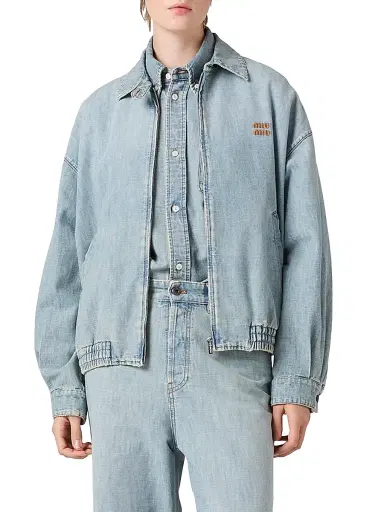 Miu Miu Women's Chambray Blouson Jacket - Blue - Size 8 | Thumbnail 2 Miu Miu Women's Chambray Blouson Jacket - Blue - Size 8 | Thumbnail 2