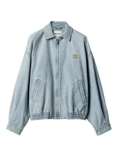 Miu Miu Women's Chambray Blouson Jacket - Blue - Size 8 | Thumbnail 1 Miu Miu Women's Chambray Blouson Jacket - Blue - Size 8 | Thumbnail 1