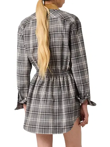 Miu Miu Women's Flannel Mini Dress | Thumbnail 3 Miu Miu Women's Flannel Mini Dress | Thumbnail 3