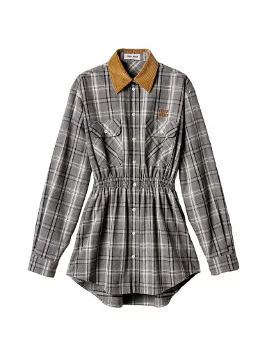 Miu Miu Women's Flannel Mini Dress | Thumbnail 1 Miu Miu Women's Flannel Mini Dress | Thumbnail 1