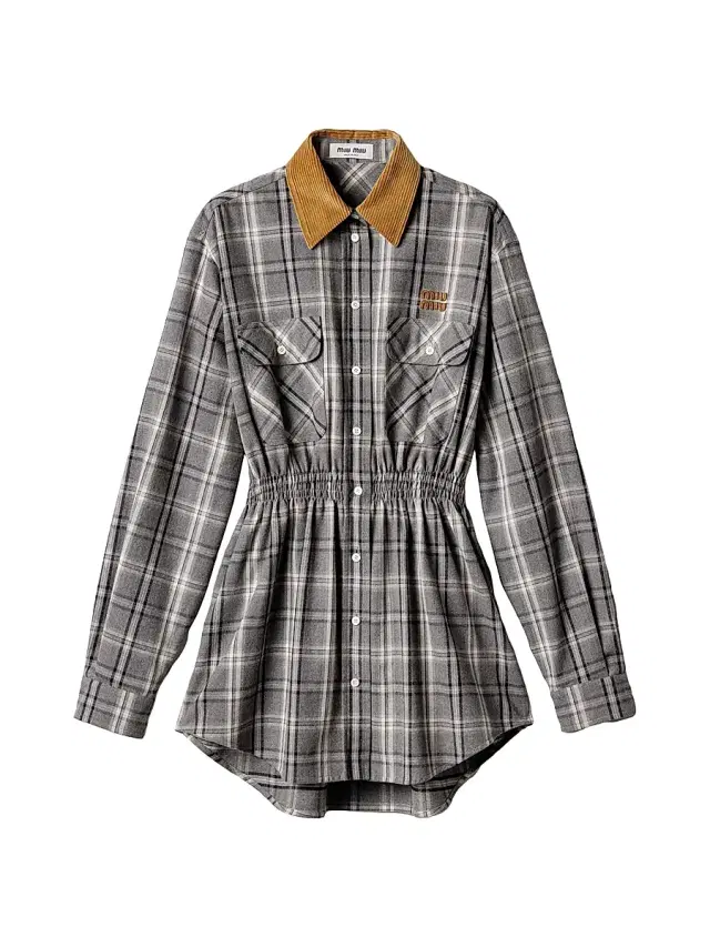 Women's Flannel Mini Dress - Grey