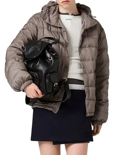 Miu Miu Women's Technical Pongé Down Jacket - Grey - Size 8 | Thumbnail 2 Miu Miu Women's Technical Pongé Down Jacket - Grey - Size 8 | Thumbnail 2
