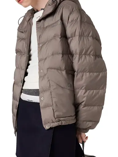 Miu Miu Women's Technical Pongé Down Jacket - Grey - Size 8 | Thumbnail 3 Miu Miu Women's Technical Pongé Down Jacket - Grey - Size 8 | Thumbnail 3