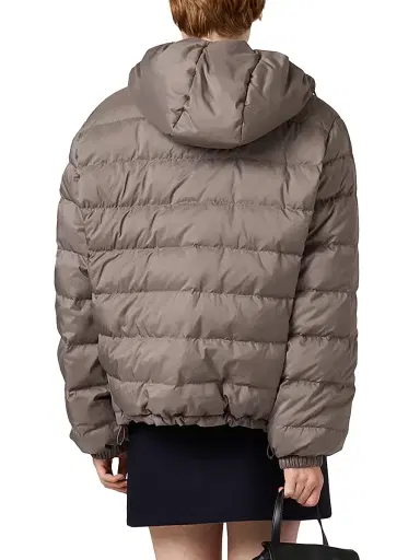 Miu Miu Women's Technical Pongé Down Jacket - Grey - Size 8 | Thumbnail 4 Miu Miu Women's Technical Pongé Down Jacket - Grey - Size 8 | Thumbnail 4