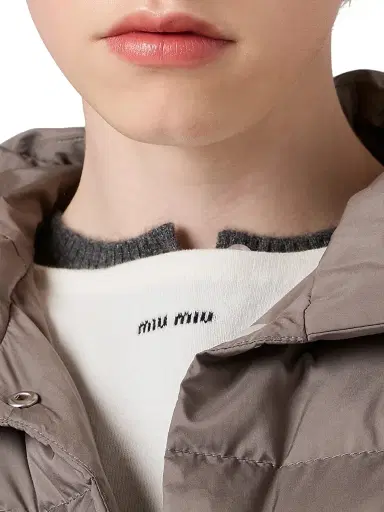 Miu Miu Women's Technical Pongé Down Jacket - Grey - Size 8 | Thumbnail 6 Miu Miu Women's Technical Pongé Down Jacket - Grey - Size 8 | Thumbnail 6