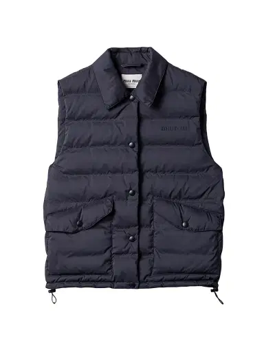 Miu Miu Women's Technical Pongé Down Vest - Blue - Size 4 | Thumbnail 1 Miu Miu Women's Technical Pongé Down Vest - Blue - Size 4 | Thumbnail 1