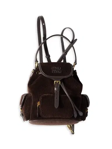 Miu Miu Women's Corduroy Backpack | Thumbnail 1 Miu Miu Women's Corduroy Backpack | Thumbnail 1