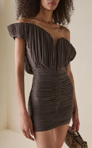 Magda Butrym Asymmetric Ruched Jersey Mini Dress | Thumbnail 2