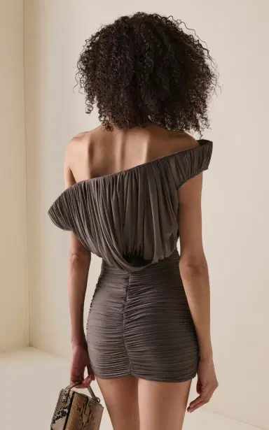 Magda Butrym Asymmetric Ruched Jersey Mini Dress | Thumbnail 4