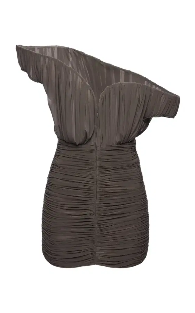 Asymmetric Ruched Jersey Mini Dress
