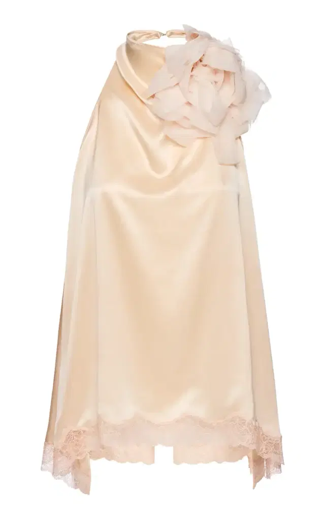 Lace-Trimmed Silk Top