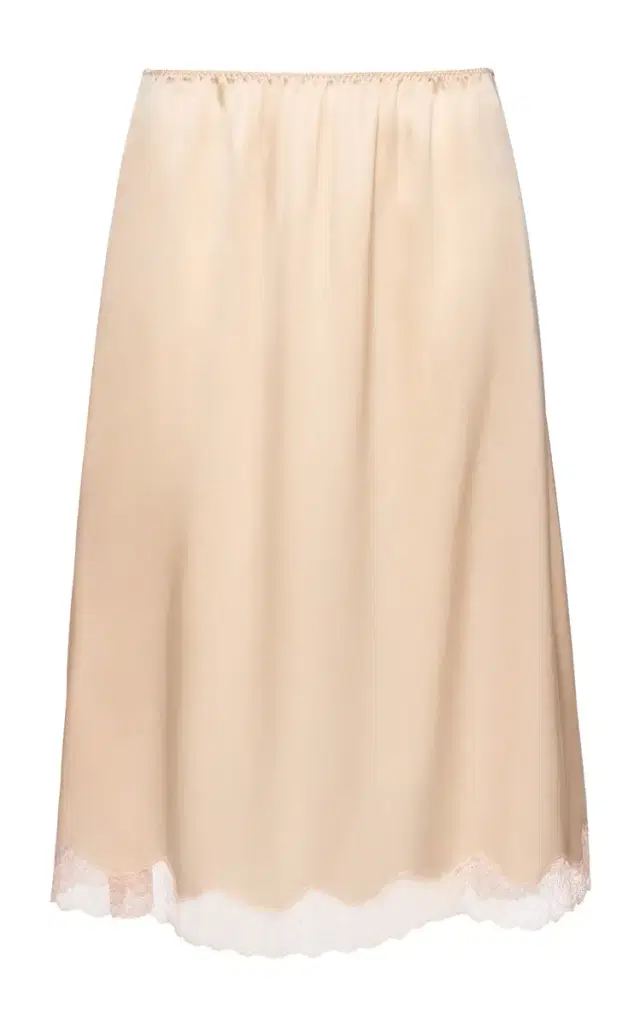 Magda Butrym Lace-Trimmed Silk Midi Skirt