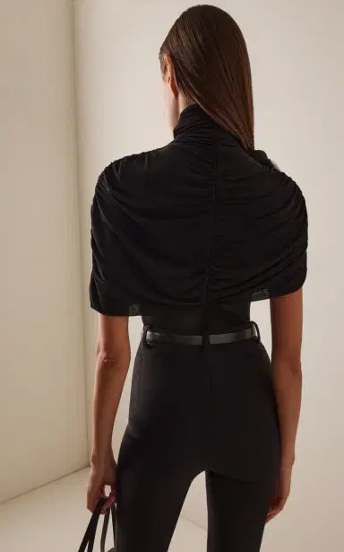 Magda Butrym Floral Applique Ruched Bodysuit | Thumbnail 4 Magda Butrym Floral Applique Ruched Bodysuit | Thumbnail 4