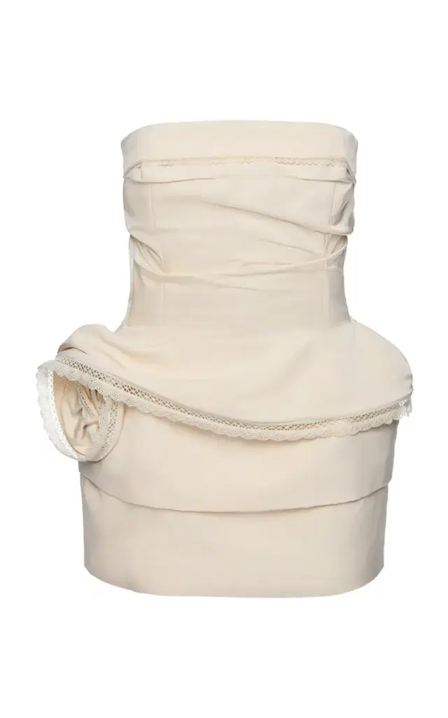 Rosette-Embellished Cotton-Blend Mini Dress