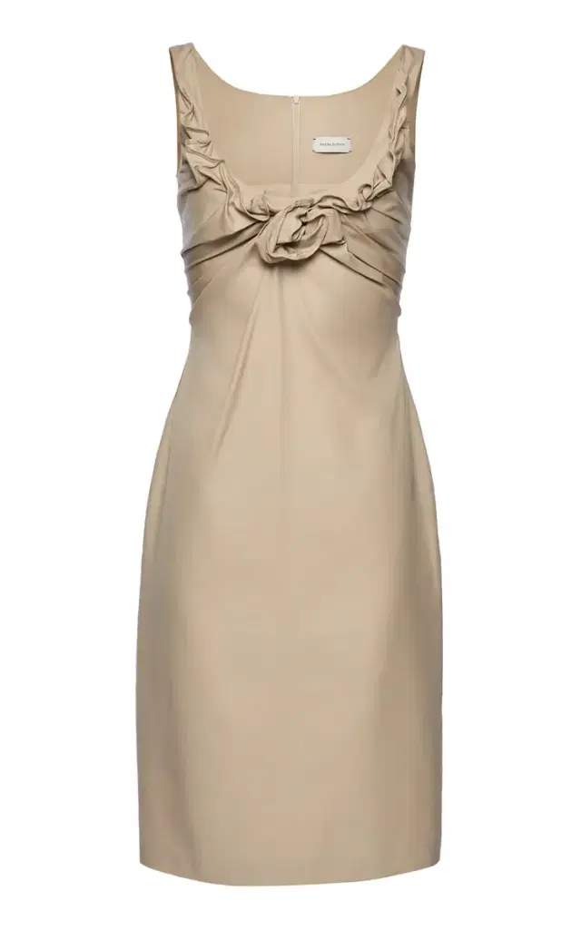 Gathered Cotton-Blend Midi Dress