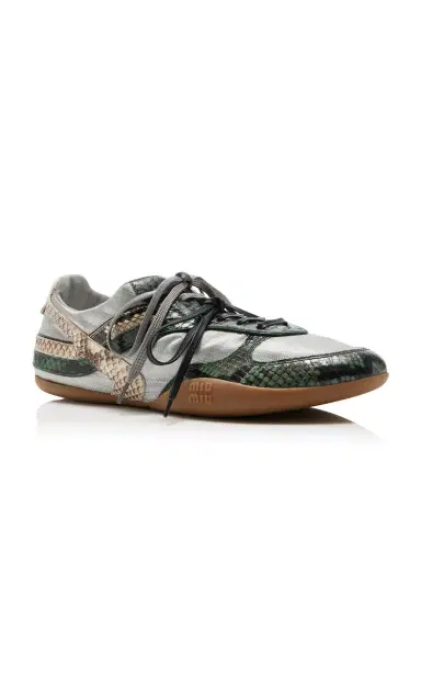 Miu Miu Snake-Effect Nylon Sneakers | Thumbnail 4 Miu Miu Snake-Effect Nylon Sneakers | Thumbnail 4