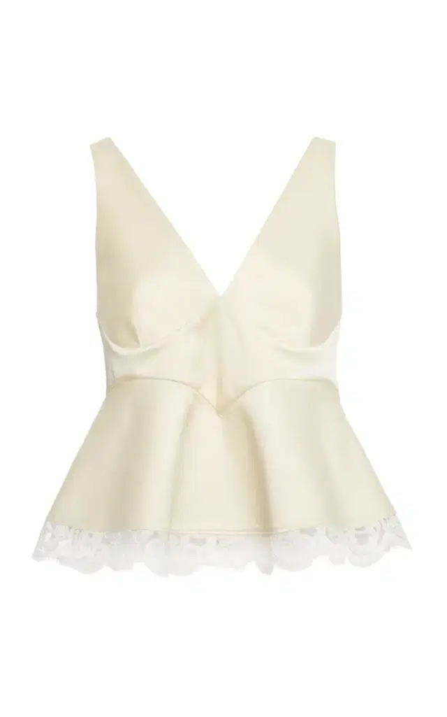 Lace-Trimmed Satin Bustier Top