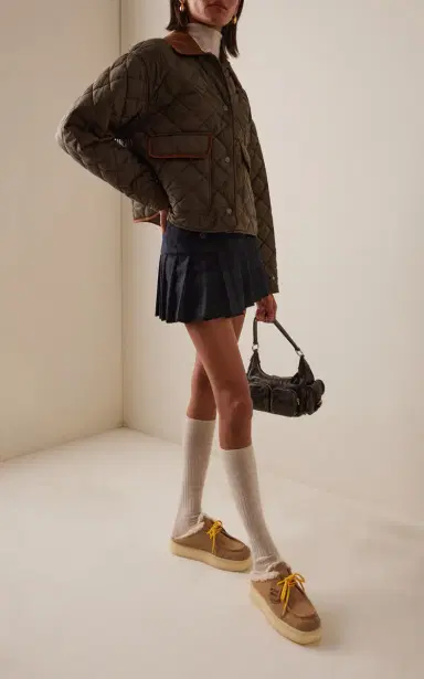 Miu Miu Sabot Shearling-Lined Suede Mules | Thumbnail 2