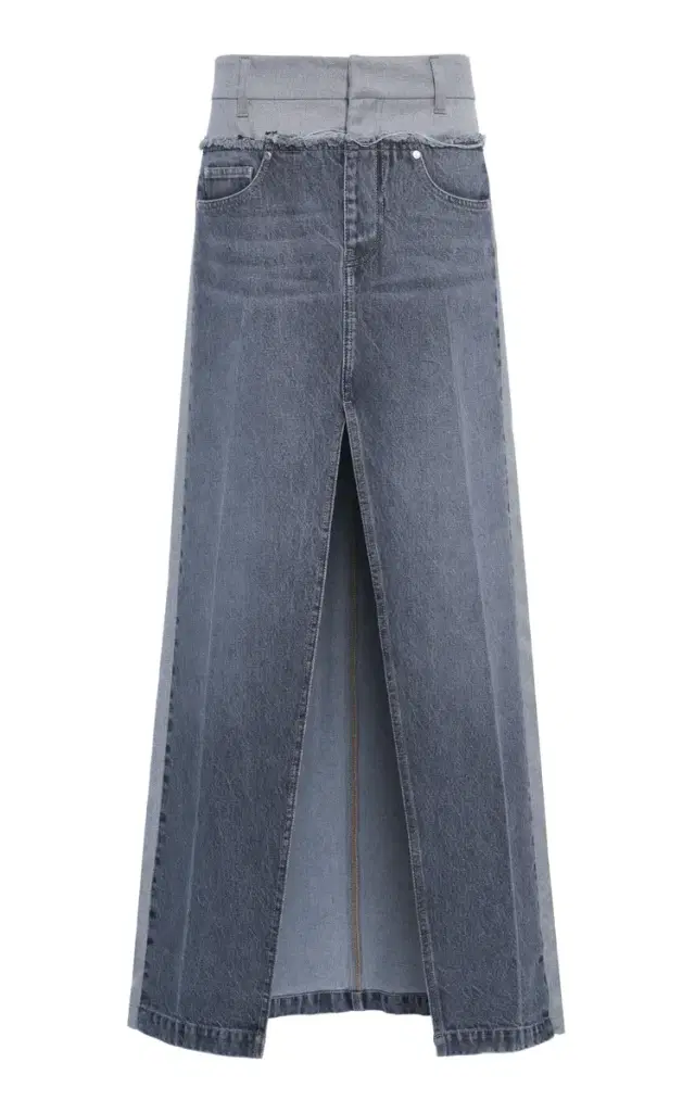 Trouser-Waist Denim Maxi Skirt