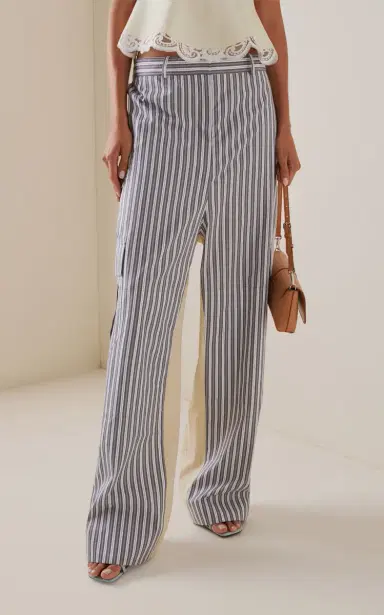 Stella McCartney Striped Cotton Wide-Leg Pants | Thumbnail 3 Stella McCartney Striped Cotton Wide-Leg Pants | Thumbnail 3