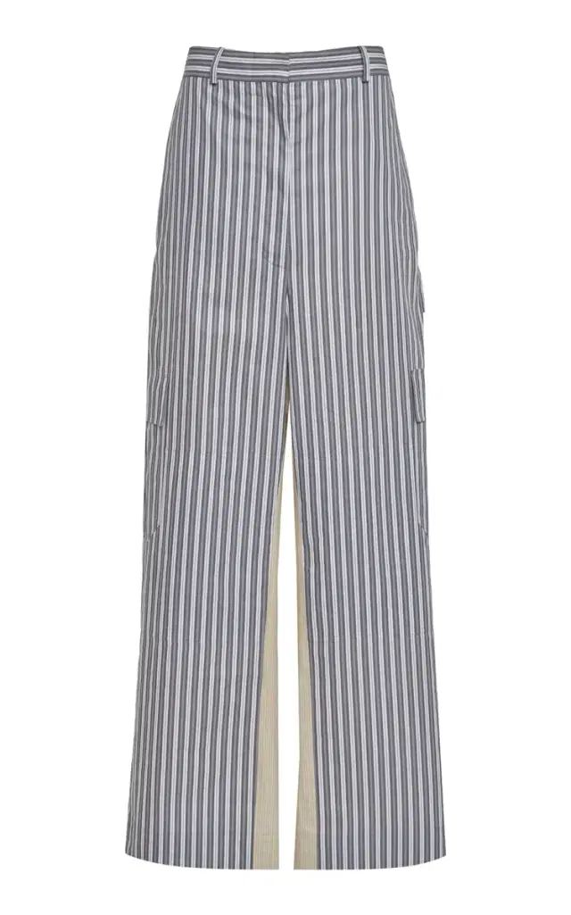 Striped Cotton Wide-Leg Pants