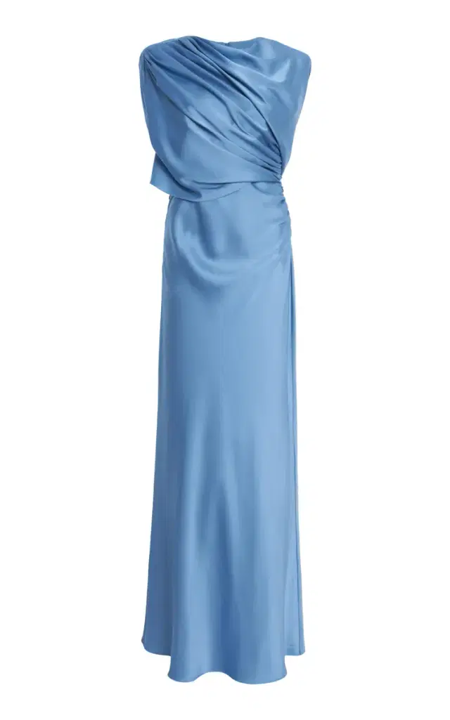 Draped Satin Cape Gown