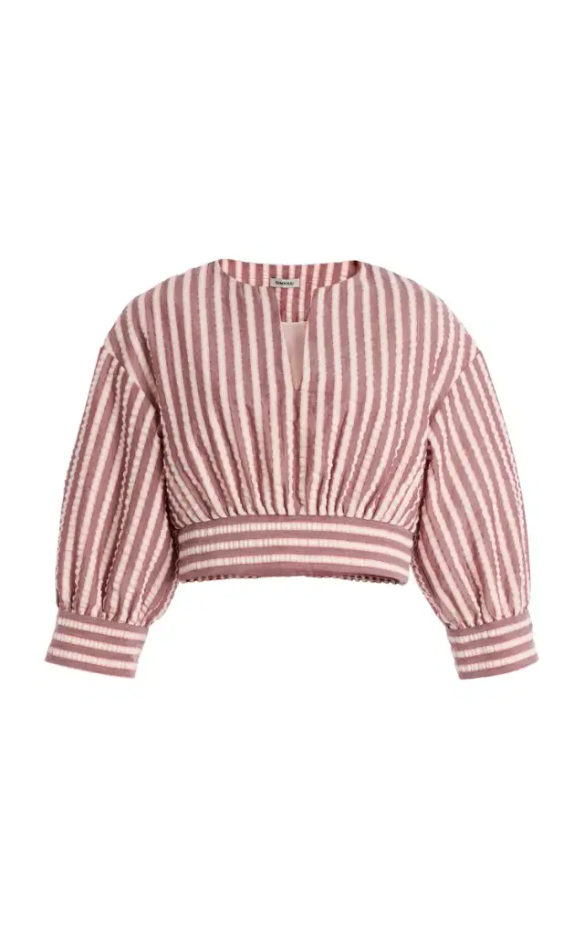 Noralie Striped Cotton-Blend Cropped Top