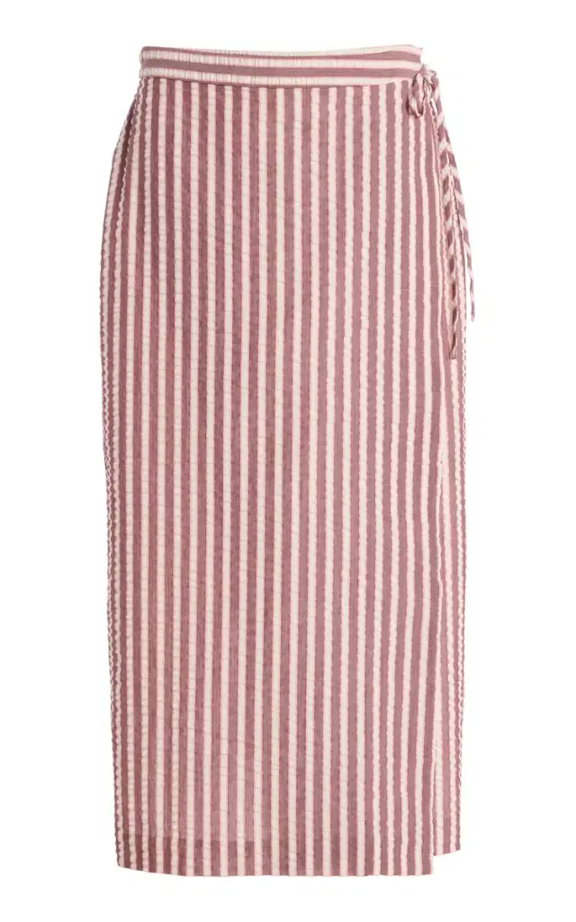 Monty Striped Cotton-Blend Midi Wrap Skirt