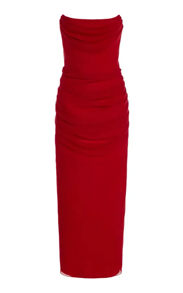 Carolina Herrera Draped Silk-Chiffon Midi Dress
