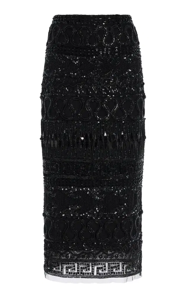 Embroidered Tulle Midi Skirt