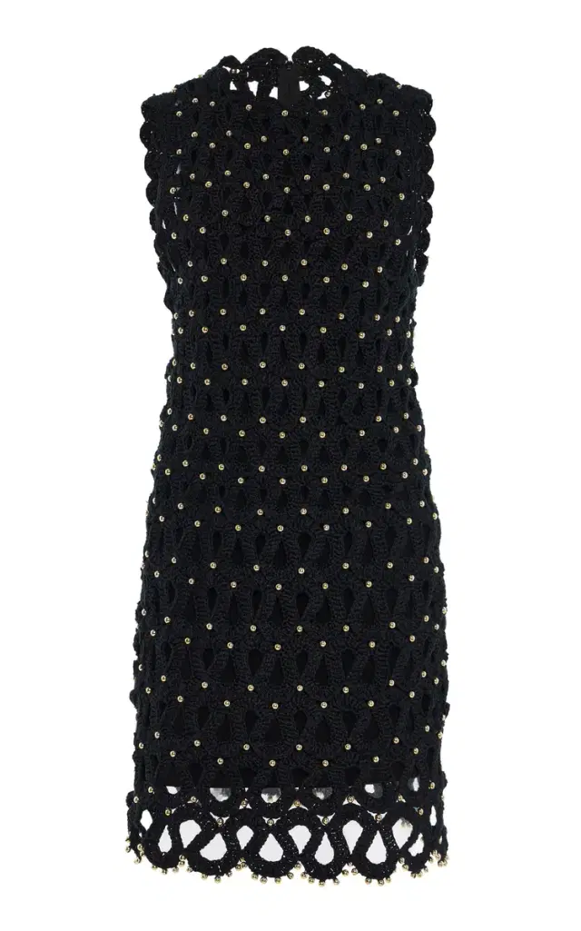 Carolina Herrera Embellished Cotton-Wave Crocheted Midi Dress