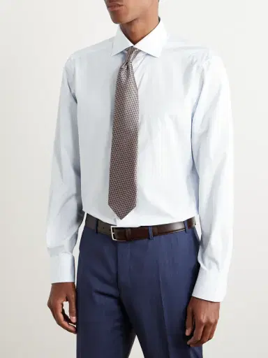 Zegna Cutaway-Collar Striped Trofeo™ Shirt - Men | Thumbnail 2