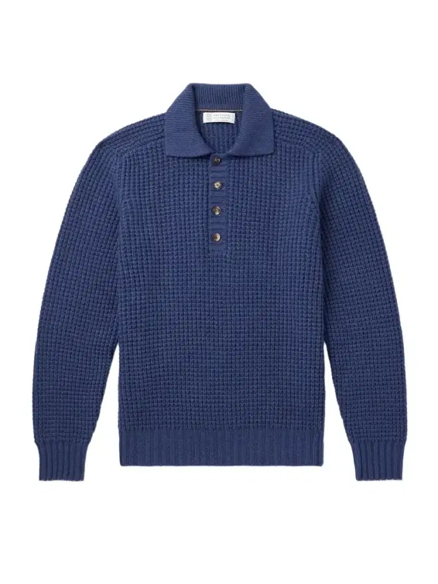Waffle-Knit Cashmere Polo Shirt - Men