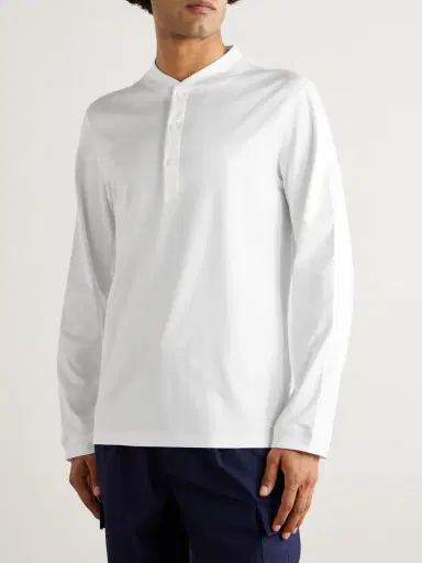 Brunello Cucinelli Slim-Fit Cotton-Jersey Henley T-Shirt - Men | Thumbnail 3